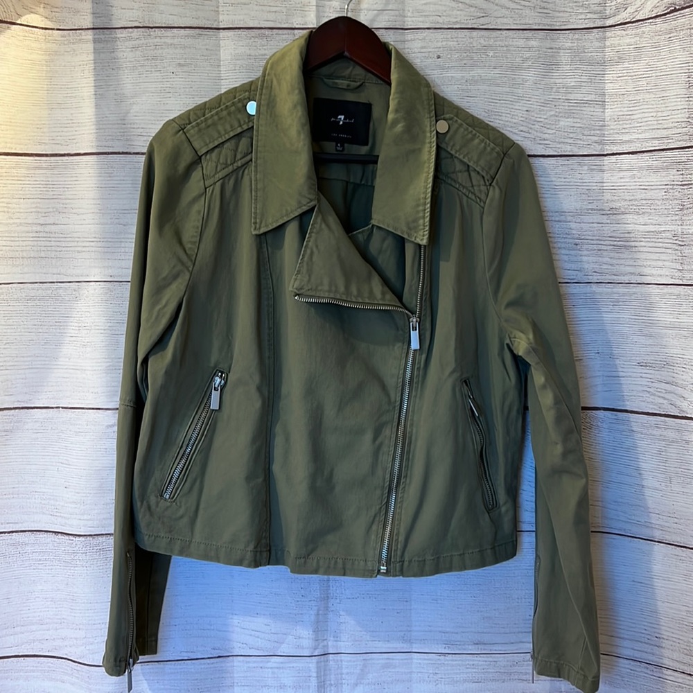 7 for All Mankind Army Green Twill Motto Jacket